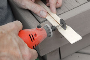 cutting wood with a miniature power tool